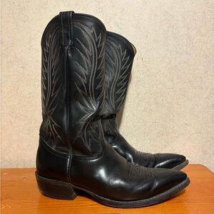 Vintage Nacona Black Leather Western Cowboy Boots Men’s Size 9
